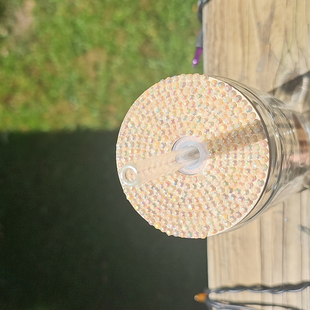 Cute Ghost and Flower Glass Tumbler with Straw - Picture 3 of 4